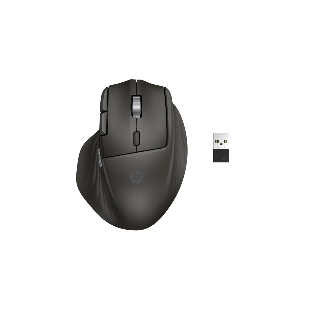 HP 780M - Mouse - full size - right-handed - optical - 6 buttons - wireless - Bluetooth, 2.4 GHz - USB wireless receiver - black