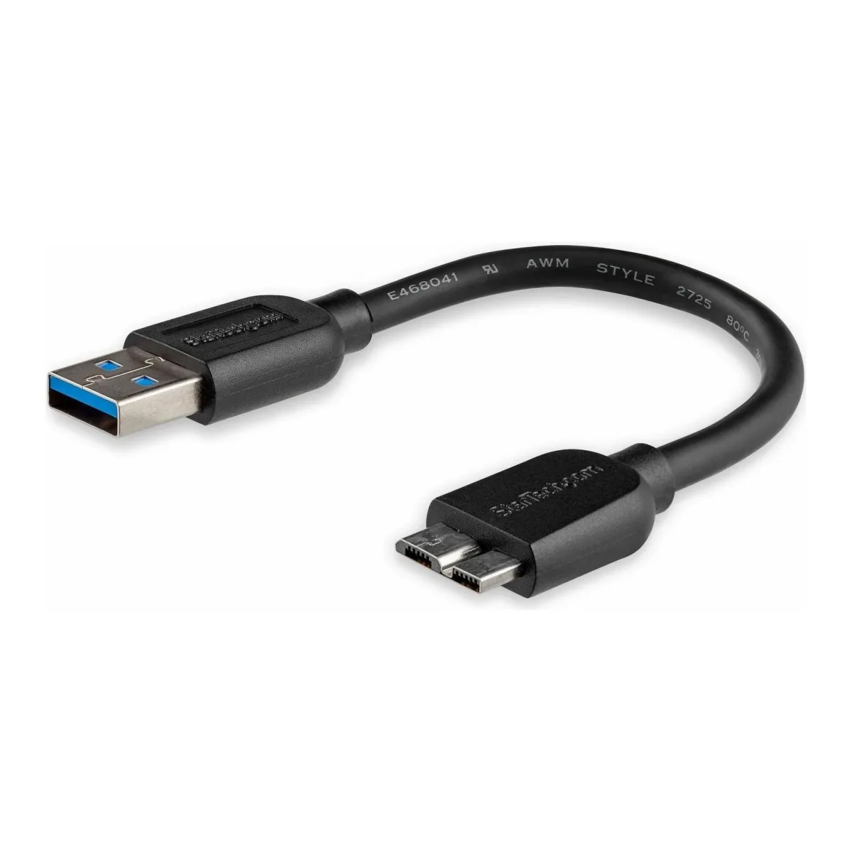 StarTech 15cm 6in Short Slim USB 3.0 A to Micro B Cable M/M - Mobile Charge Sync USB 3.0 Micro B Cable for Smartphones and Tablets (USB3AUB15CMS)