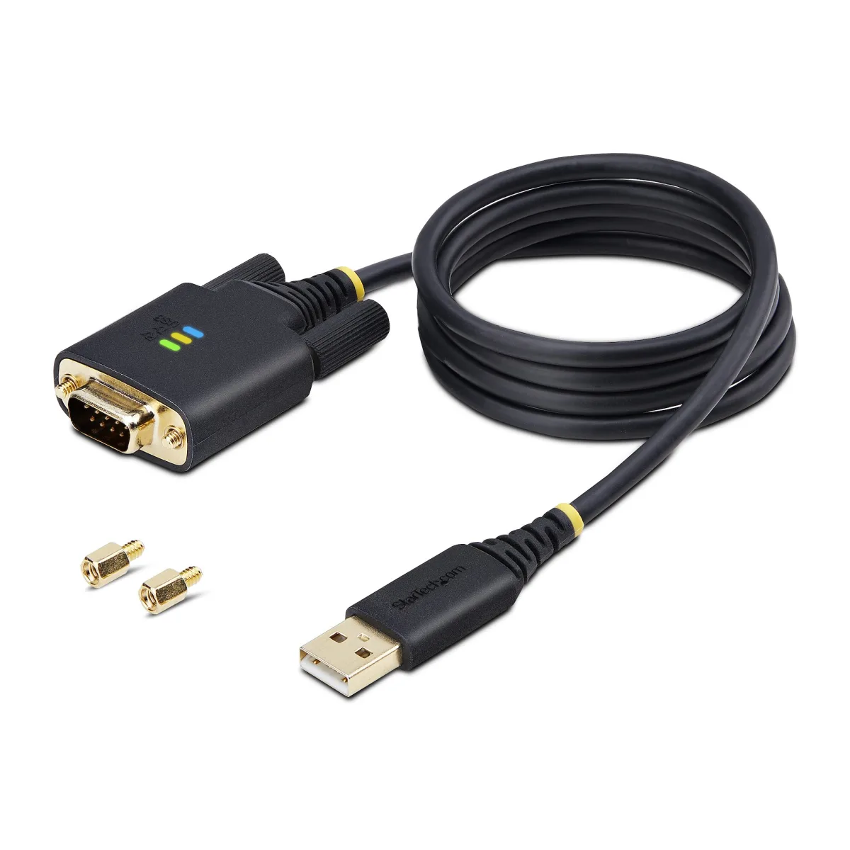 StarTech 3ft (1m) USB to Serial Adapter Cable, Interchangeable DB9 Screws/Nuts, COM Retention, USB-A to DB9 RS232, FTDI IC, Level-4 ESD Protection, Windows/macOS/ChromeOS/Linux - Rugged TPE Construction (1P3FFCB-USB-SERIAL) - USB / serial cable - USB (M) to DB-9 (M) - 1 m - black