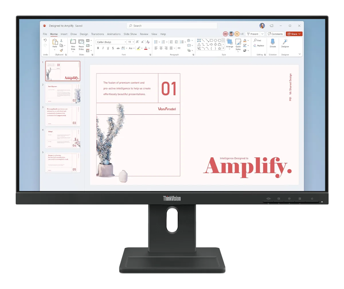 Lenovo ThinkVision E24-40 - LED monitor - 23.8" - 1920 x 1080 Full HD (1080p) @ 100 Hz - IPS - 250 cd/m² - 1300:1 - 4 ms - HDMI, VGA, DisplayPort - speakers - raven black
