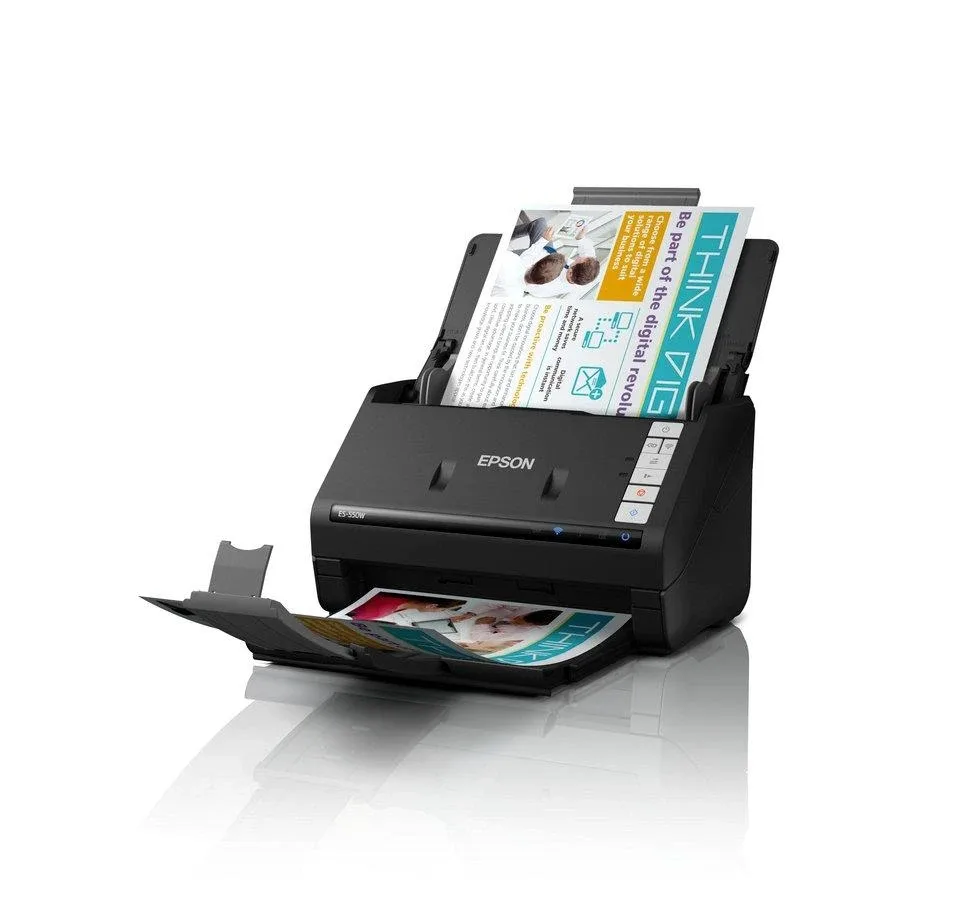 Epson WorkForce ES-550W - Document scanner - Contact Image Sensor (CIS) - Duplex - 215.9 x 6096 mm - 600 dpi x 600 dpi - up to 45 ppm (mono) / up to 45 ppm (colour) - ADF (100 sheets) - up to 5000 scans per day - USB 3.2 Gen 1x1, Wi-Fi(ac)