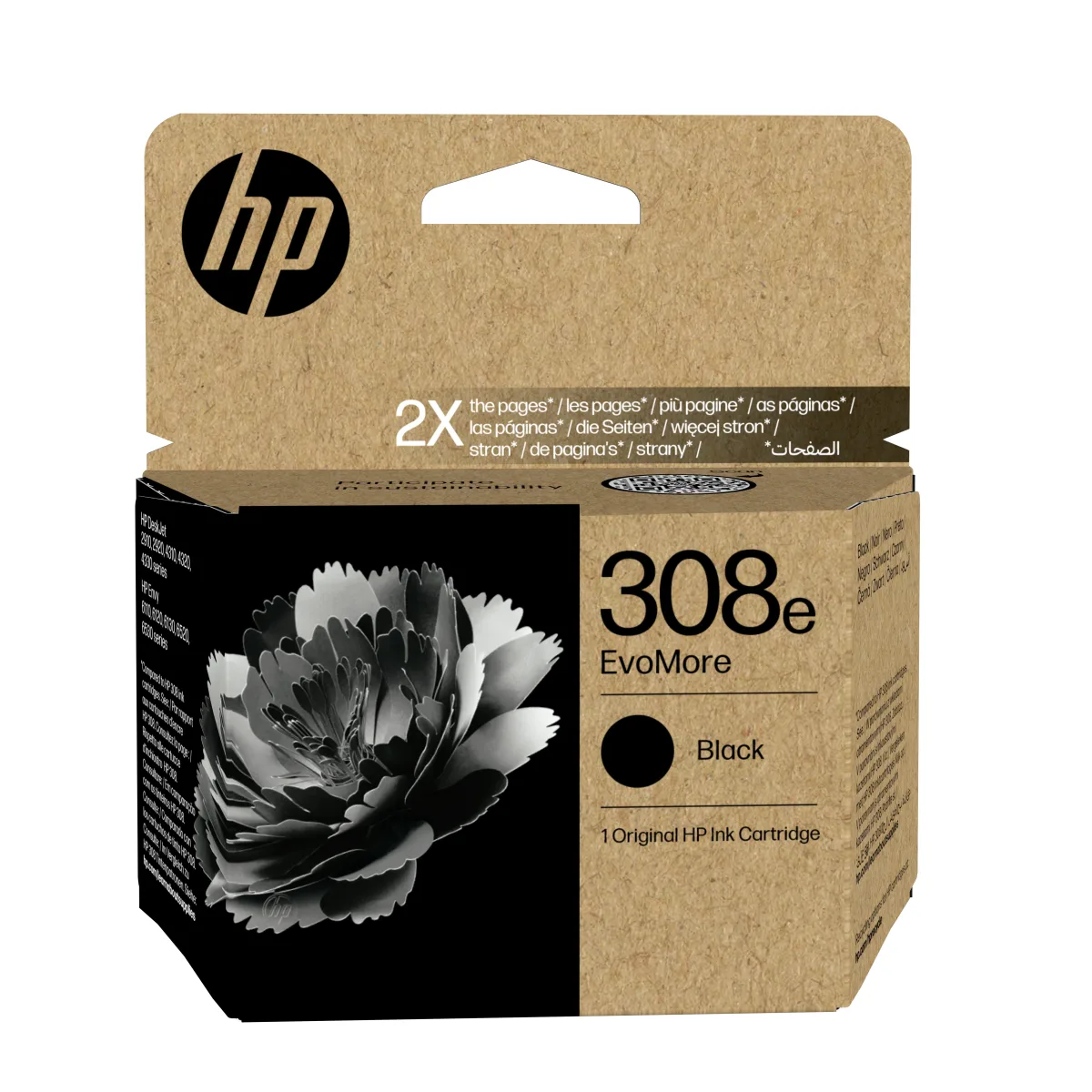 HP 308e EvoMore - 6.5 ml - black - original - ink cartridge - for ENVY 6110e, 6120e, 6130e, 6520e, 6530e