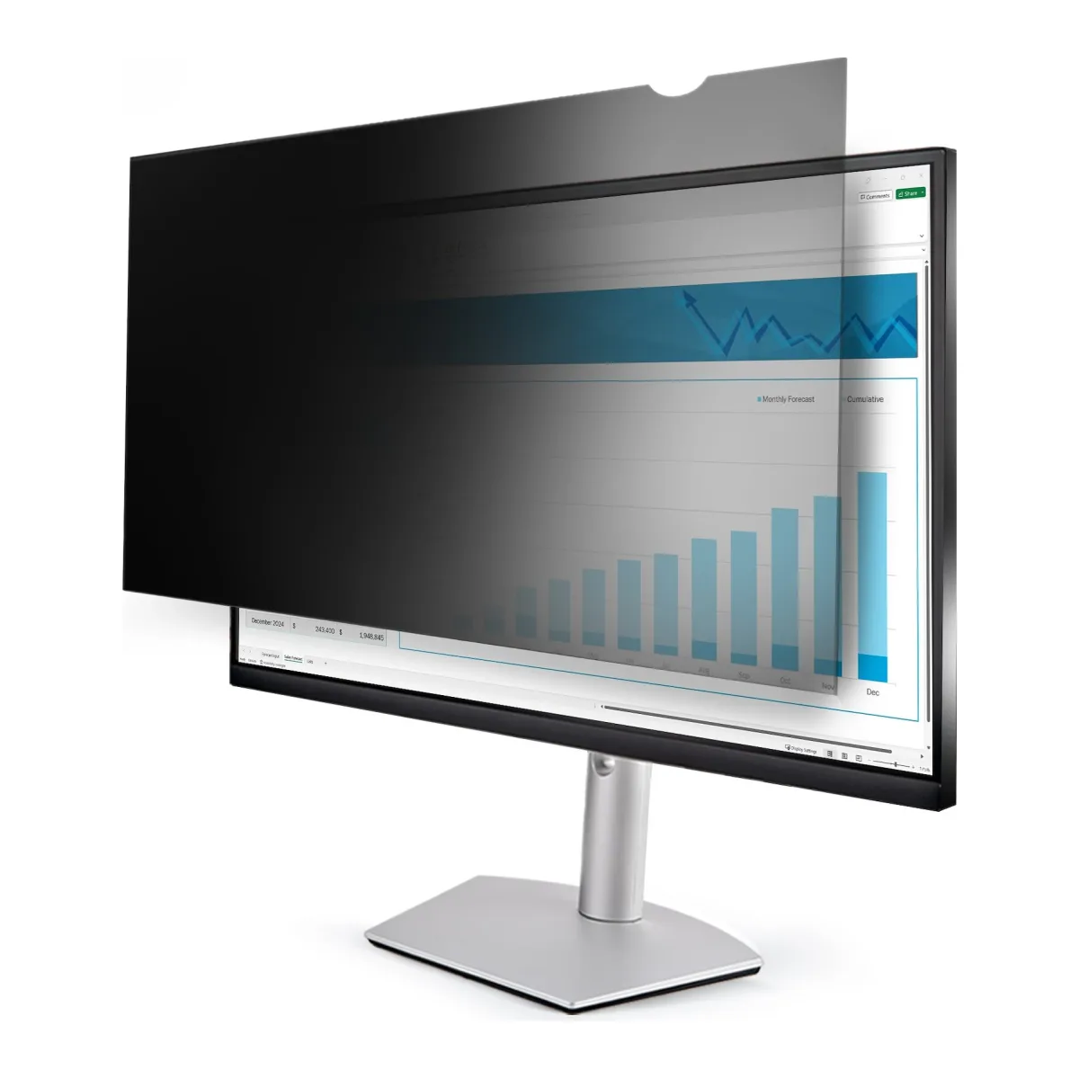 StarTech Monitor Privacy Screen for 20 inch PC Display, Computer Screen Security Filter, Blue Light Reducing Screen Protector Film, 16:9 Widescreen, Matte/Glossy, +/-30 Degree Viewing - Blue Light Filter - Display privacy filter - 2-way - removable - plug-in/adhesive - 20" wide
