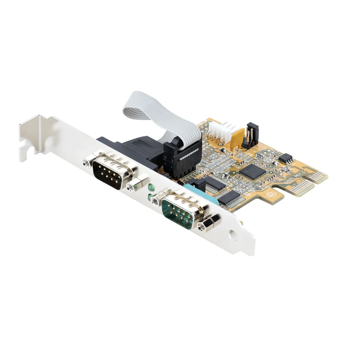 Startech 2-Port PCI Express Serial Card, Dual Port PCIe to RS232 (DB9) Serial Interface Card, 16C1050 UART, Standard or Low Profile Brackets, COM Retention, For Windows & Linux - PCIe to Dual DB9 Card (21050-PC-SERIAL-CARD) - Serial adapter - PCIe 2.0 low profile - RS-232 x 2 - yellow