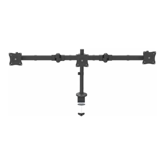 Startech Desk Mount Triple Monitor Arm, Ergonomic VESA 3 Monitor Mount up to 27", Articulating & Height Adjustable Pole Mount, Tilt/Swivel/Rotate LCD/LED Screen, Desk Clamp/Grommet - Monitor Pole Mount (ARMTRIO) - Adjustable arm - for 3 monitors - solid steel - screen size: 13"-27" - for P/N: DK30CH2DPPD, USB3DOCKH2DP