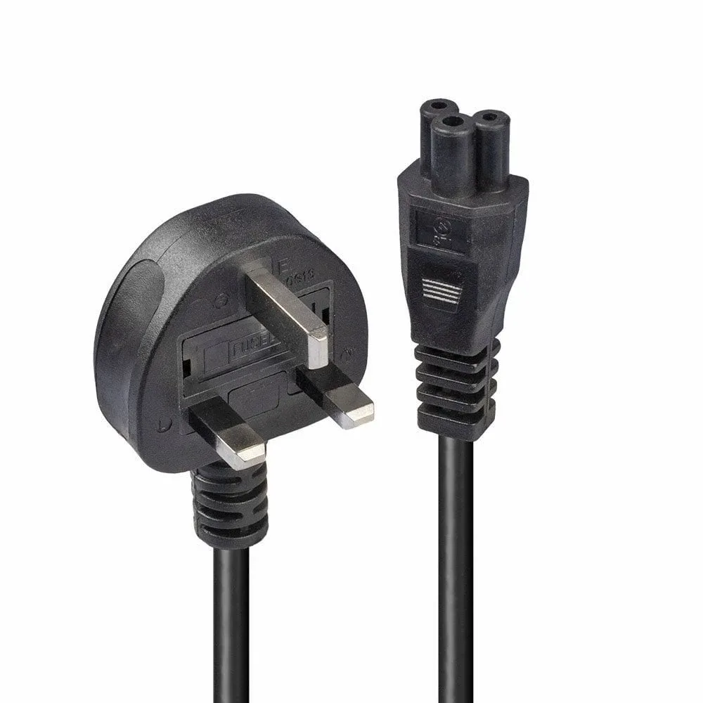 Lindy 30409 2M Mains Power Cable UK 3 Pin Plug to Iec C5