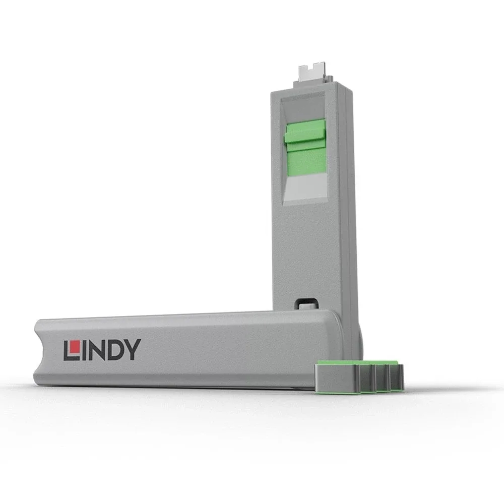 Lindy 40426 USB Type C Port Blocker Key-pack of 4 Blockers Green