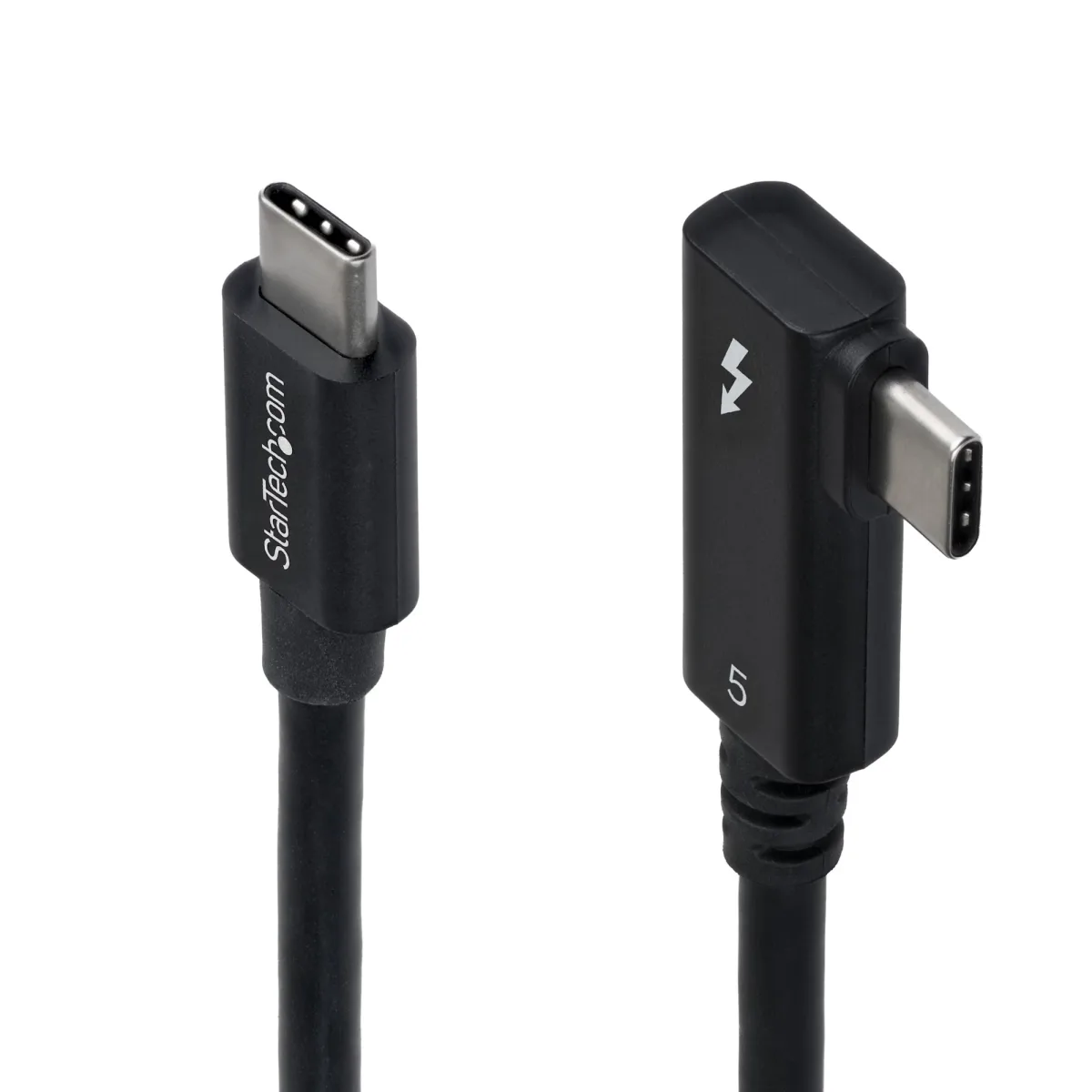 StarTech - Thunderbolt cable - Thunderbolt 5 (M) to Thunderbolt 5 (M) right-angled - USB4 / Thunderbolt 3 / Thunderbolt 4 / Thunderbolt 5 / DisplayPort 2.1 - 80 cm - right-angled connector, up to 80 Gbps data transfer rate, USB Power Delivery (240W), 8K60Hz support, passive - black