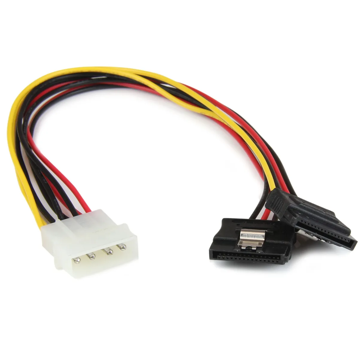 StarTech 12in LP4 to 2x Latching SATA Power Y Cable Splitter Adapter - 4 Pin LP4 to Dual SATA Y Splitter - Power adapter - 4 PIN internal power (M) to SATA power (F) - 30 cm - latched