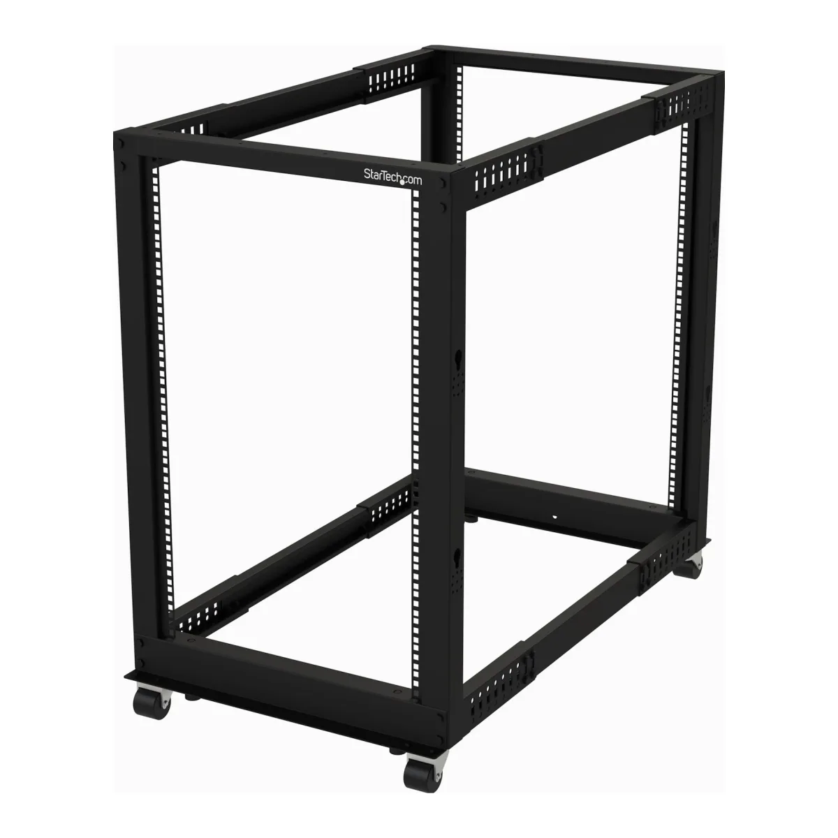 Startech 18U 19" Open Frame Server Rack, 4 Post Adjustable Depth 22-40" Mobile, Free Standing Rolling Network/Computer Equipment Data Rack, Dell PowerEdge, HP ProLiant ThinkServer - Adjustable Server Rack (4POSTRACK18U) - Rack open frame - 4-post - floor-standing - black - 18U