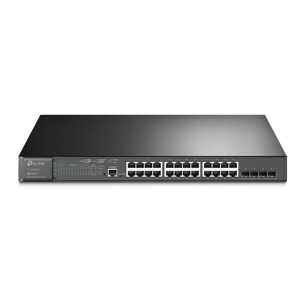 TP-Link JetStream TL-SG3428MP V6.6 - Switch - L2+ - Managed - 24 x 10/100/1000 (PoE+) + 4 x Gigabit SFP - rack-mountable - PoE+ (384 W)