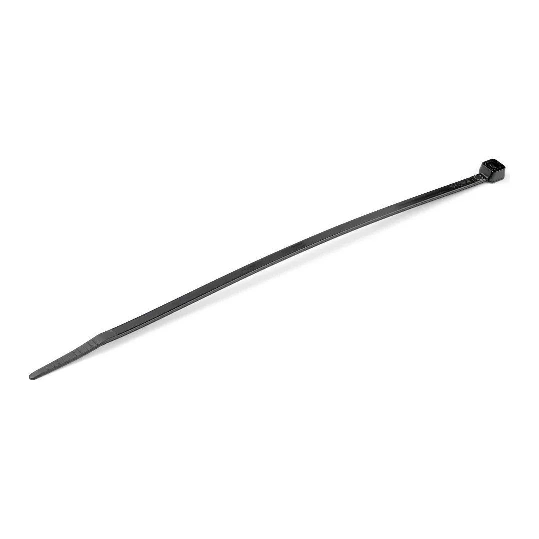 Startech 20cm(8") Cable Ties, 4mm(1/8") wide, 55mm(2-1/8") Bundle Diameter, 22kg(50lb) Tensile Strength, Nylon Self Locking Zip Ties with Curved Tip, 94V-2/UL Listed, 100 Pack, Black - Nylon 66 Plastic - TAA (CBMZT8B)