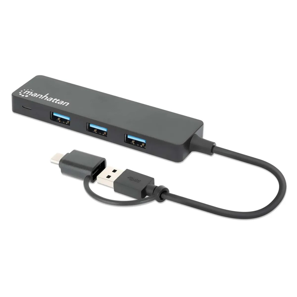 Manhattan 180863 USB-C/USB-A Combo Dock/Hub- 4 Port 4X USB-A USB 3.0 Bus Powr