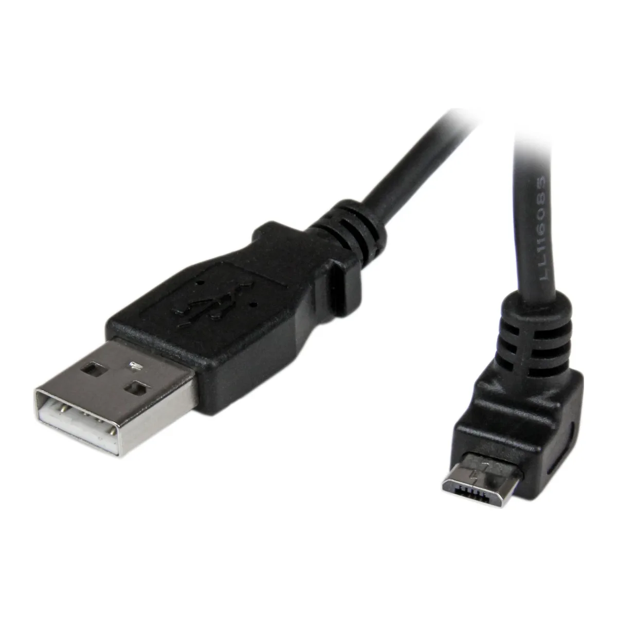 StarTech 2m Micro USB Cable Cord - A to Up Angle Micro B - Up Angled Micro USB Cable - 1x USB A (M), 1x USB Micro B (M) - Black (USBAUB2MU) - USB cable - Micro-USB Type B (M) to USB (M) - USB 2.0 - 2 m - molded, 90° connector - black