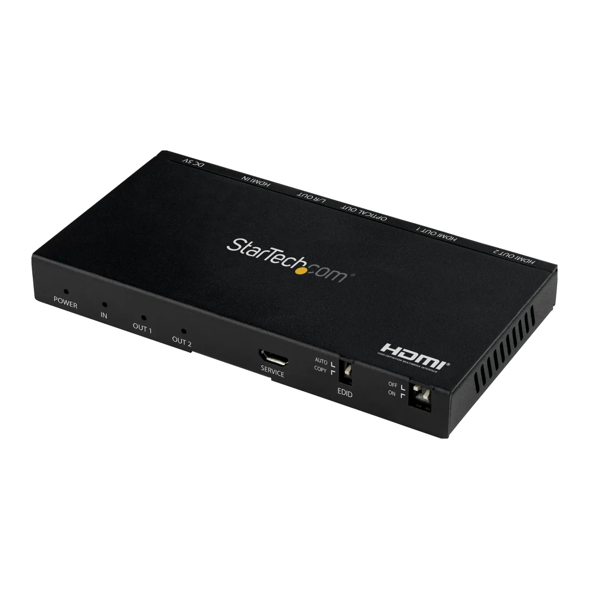 Startech 2-Port HDMI Splitter (1x2), 4K 60Hz UHD HDMI 2.0 Audio Video Splitter w/ Scaler & Audio Extractor (3.5mm/SPDIF), Dual HDMI Splitter (1-In 2-Out), EDID Copy, TV/Projector - Supports HDCP 2.2 (ST122HD20S) - Video/audio splitter - 2 x HDMI - desktop