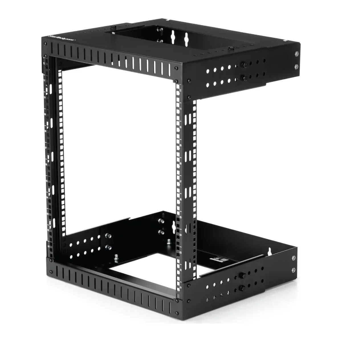 Startech 12U 19" Wall Mount Network Rack, Adjustable Depth 12-20" 2 Post Open Frame Server Room Rack for AV/Data/ IT Communication/Computer Equipment/Switch with Cage Nuts & Screws - 12U Adjustable Rack (RK12WALLOA) - Rack - wall mountable - black - 12U - 20