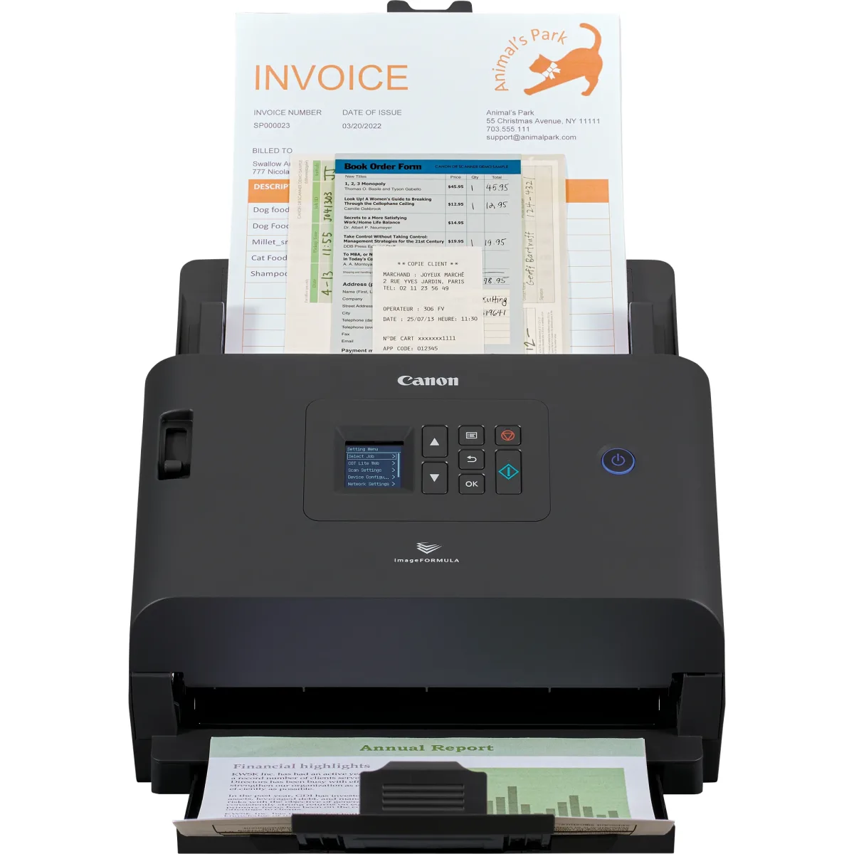 Canon imageFORMULA DR-S250N - Document scanner - Contact Image Sensor (CIS) - Duplex - 216 x 5588 mm - 600 dpi x 600 dpi - up to 50 ppm (mono) / up to 50 ppm (colour) - ADF (60 sheets) - up to 6000 scans per day - USB 3.2 Gen 1, Gigabit LAN