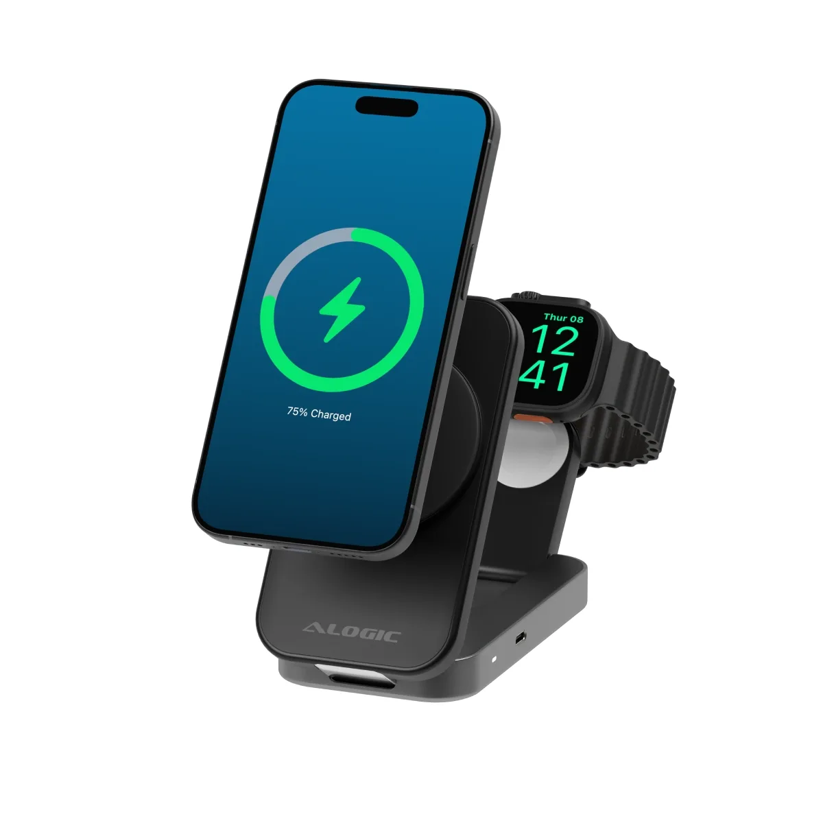 ALOGIC FLIP 2IN1 QI2 WIRELESS CHARGING STAND - BLACK