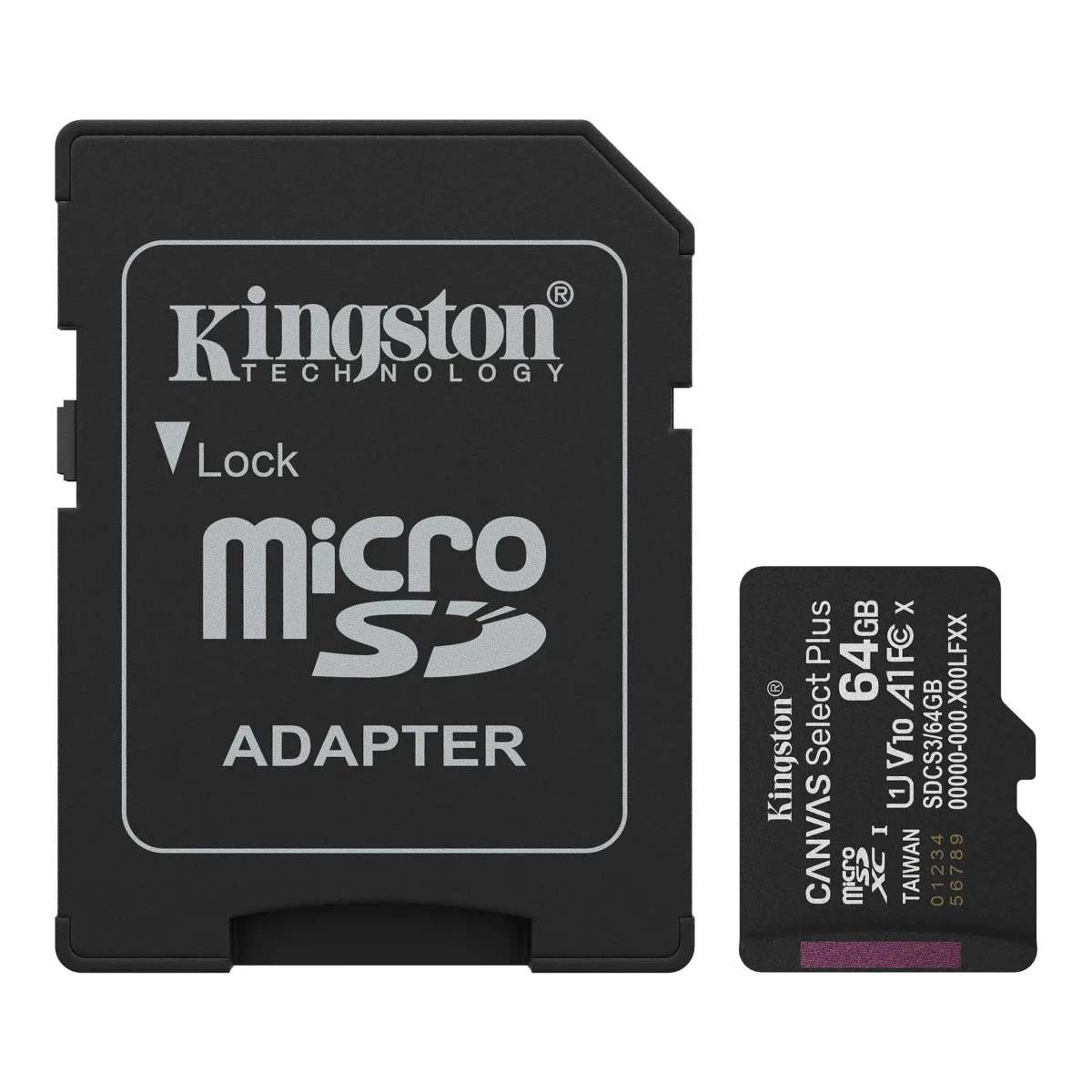 Kingston Canvas Select Plus  SDCS3/64GB 64GB Micro SD UHS-I (U1) Flash Card with Adapter