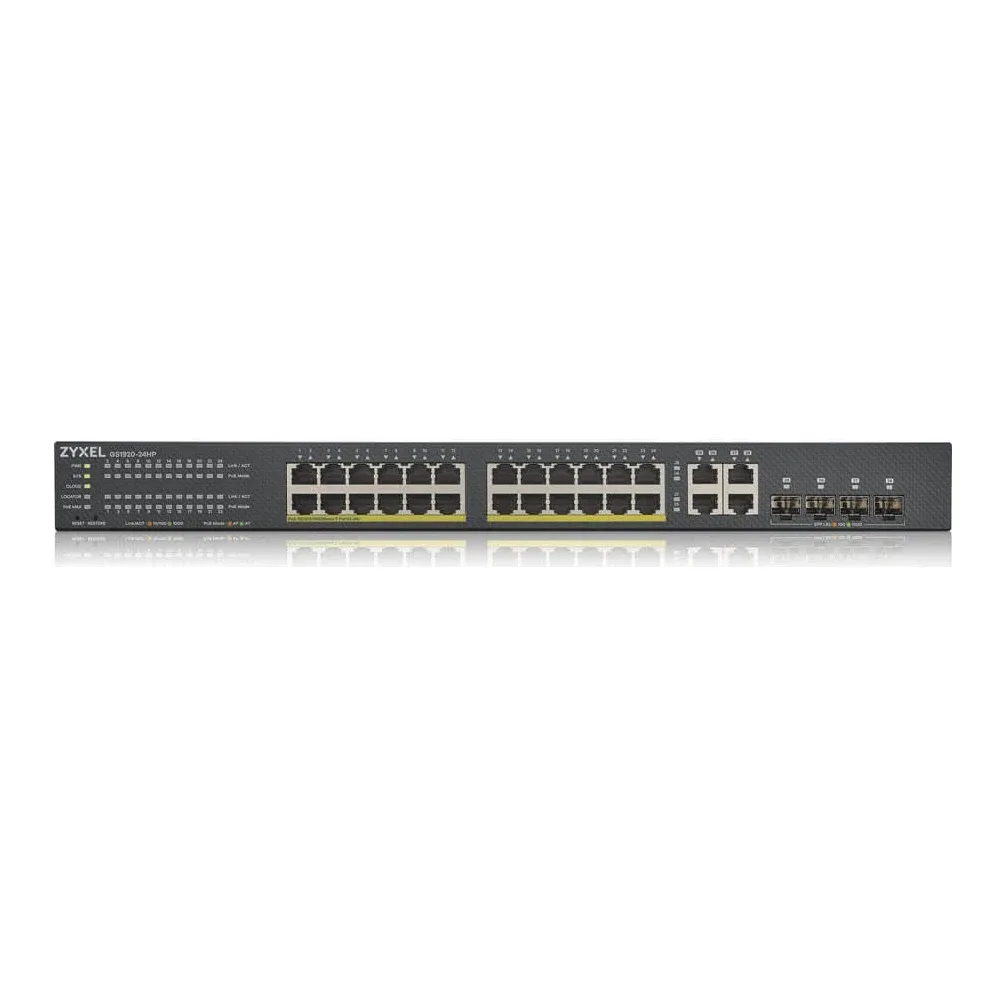 Zyxel GS1920-24HPv2 - Switch - smart - 24 x 10/100/1000 (PoE+) + 4 x combo Gigabit SFP + 4 x 10/100/1000 - rack-mountable - PoE+ (375 W)