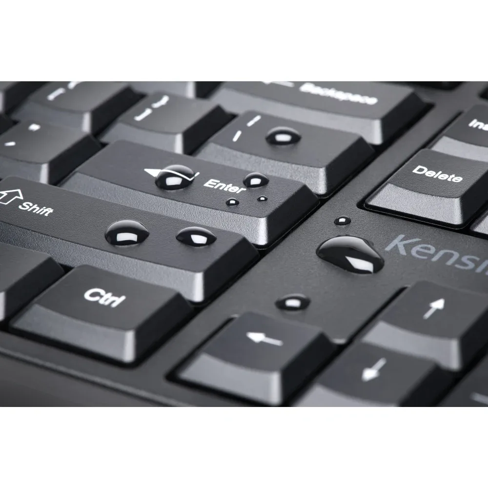 Kensington Pro Fit Ergo Wireless Keyboard - Keyboard - wireless - 2.4 GHz, Bluetooth 4.2 - UK - black