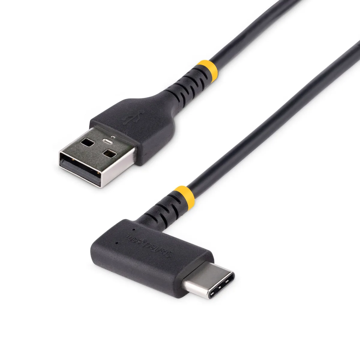 StarTech 6ft (2m) USB A to C Charging Cable Right Angle, Heavy Duty Fast Charge USB-C Cable, USB 2.0 A to Type-C, Durable and Rugged Aramid Fiber, 3A, S20/iPad/Pixel - High Quality USB Charging Cord (R2ACR-2M-USB-CABLE)