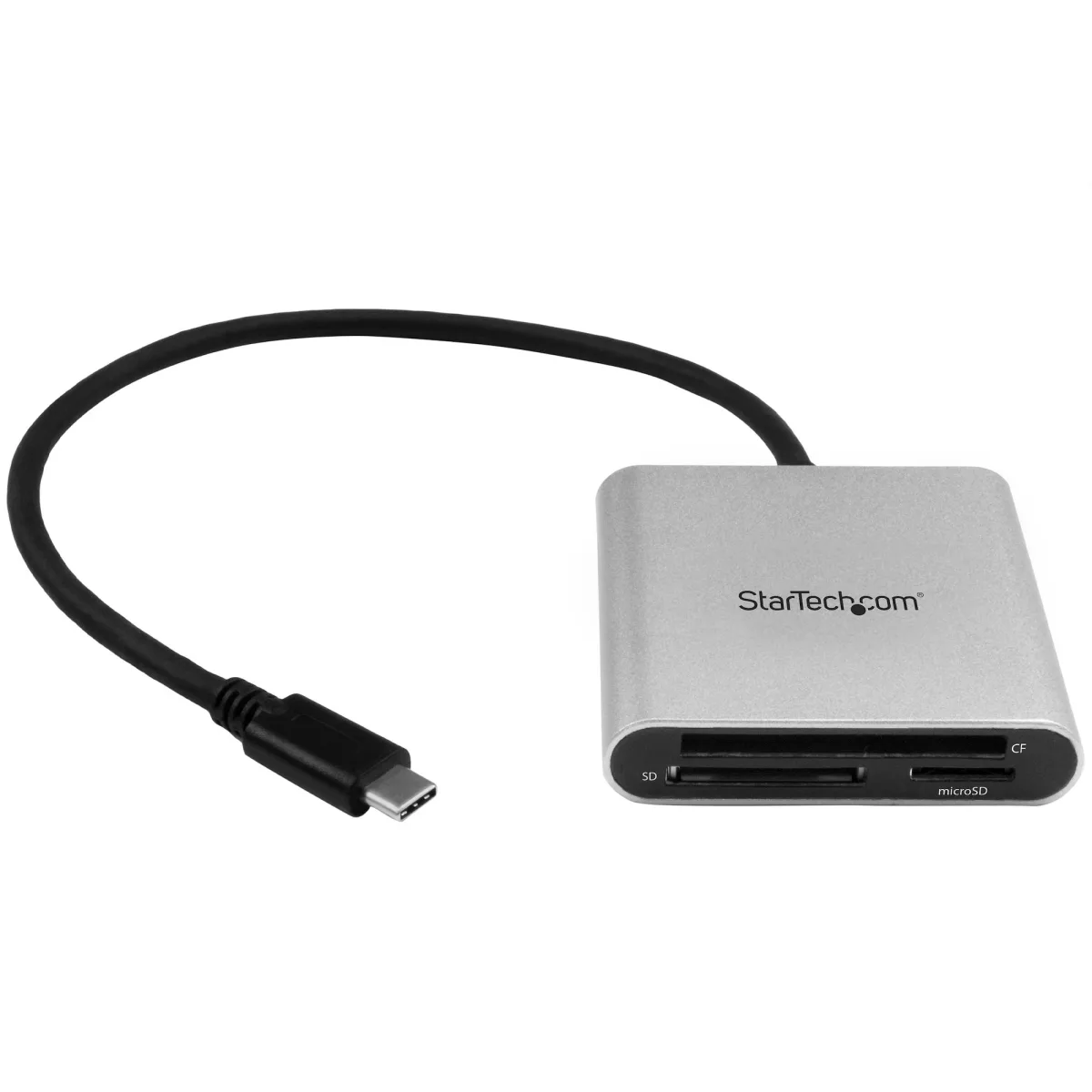 Startech USB 3.0 Flash Memory Multi-Card Reader/Writer with USB-C - SD microSD and CompactFlash Card Reader w/ Integrated USB-C Cable (FCREADU3C) - Card reader (CF I, CF II, MMC, SD, microSD, SDHC, microSDHC, SDXC, microSDXC) - USB 3.0