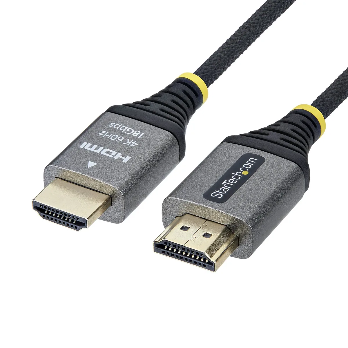 Startech - Premium High Speed - HDMI cable with Ethernet - HDMI male to HDMI male - 2 m - shielded - black & silver - 1440p (UWQHD) support 144Hz, 4K60Hz support, Audio Return Channel (ARC), braided, HDR10 support, ultra flexible, up to 18 Gbps data transfer rate, high-flex, passive
