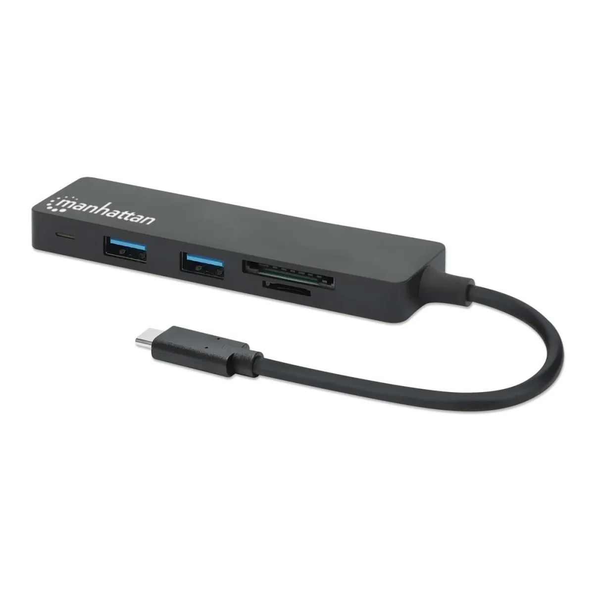 Manhattan 164948 USB-C Dock/Hub/Reader 3-PORT- 3X USB-A USB 3.0 Bus Power Black