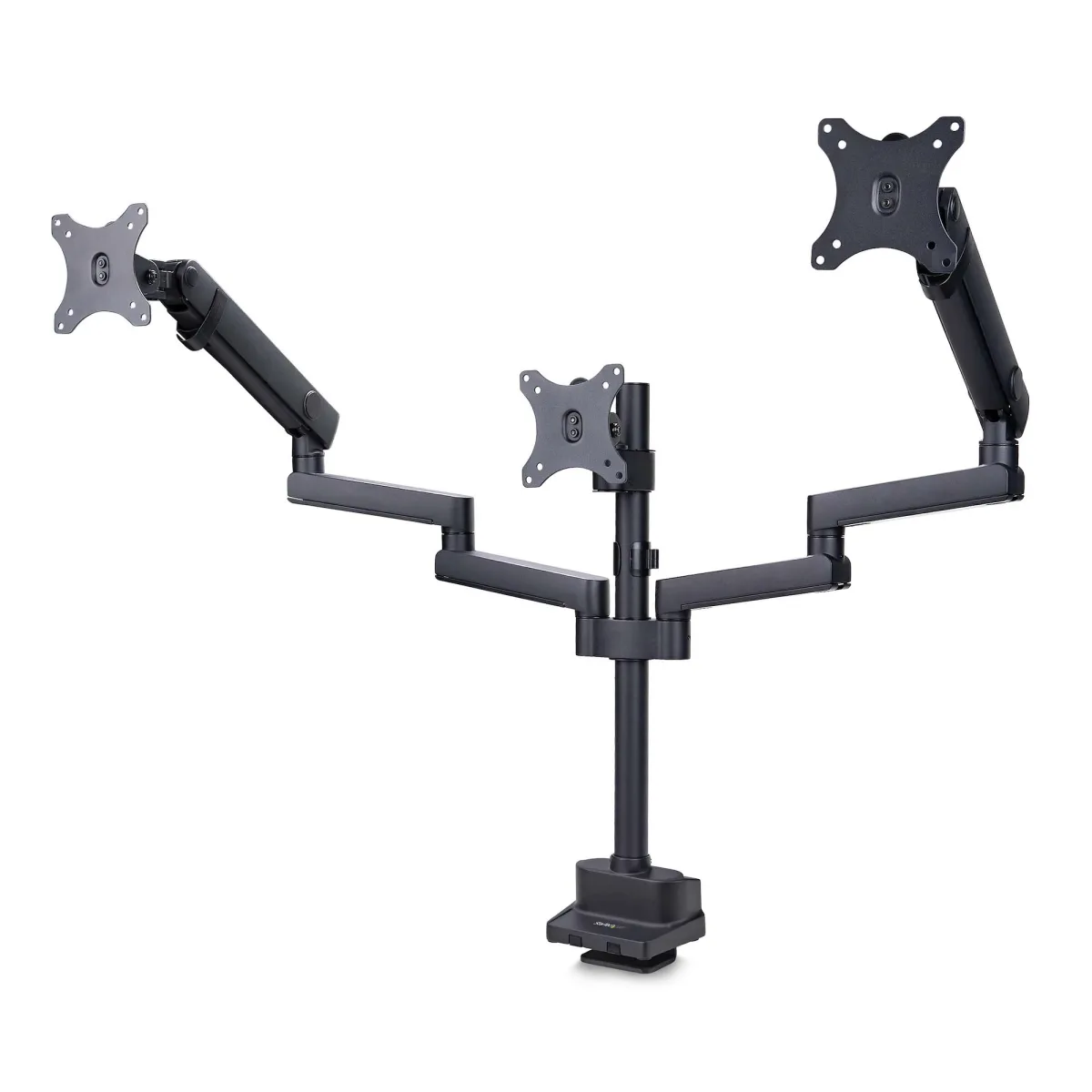 Startech Triple Monitor Desk Mount For Up To Three 27in Screens, VESA 75x75/100x100, Tool-Less Arm Adjustments, C-Clamp/Grommet Mount, Spring-Assisted Arms - Mounting kit - adjustable arm - for 3 LCD displays - plastic, aluminium, steel - black - screen size: up to 27" - desk-mountable
