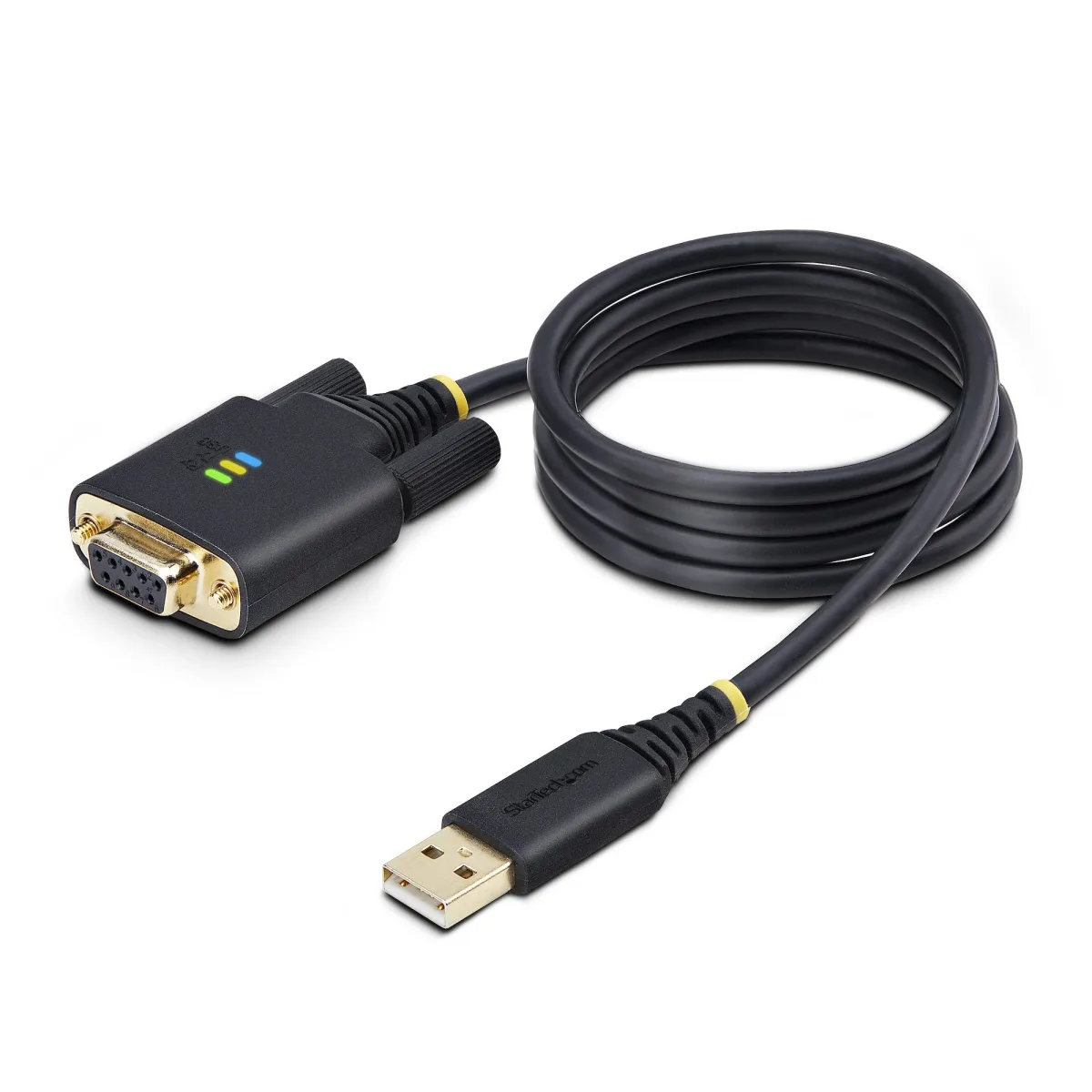 StarTech 3ft (1m) USB to Null Modem Serial Adapter Cable, Interchangeable DB9 Screws/Nuts, COM Retention, USB-A to RS232, FTDI, Level-4 ESD Protection, Windows/macOS/ChromeOS/Linux - Rugged TPE Construction (1P3FFCNB-USB-SERIAL) - USB / serial cable - USB (M) to DB-9 (M) - 1 m - black