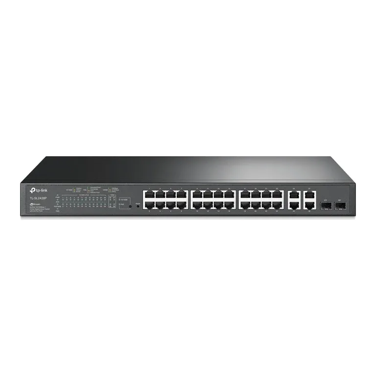 TP-Link TL-SL2428P 24-Port Metal 10/100Mbps + 4-Port Gigabit Smart Switch with 24-Port PoE+ (250W)