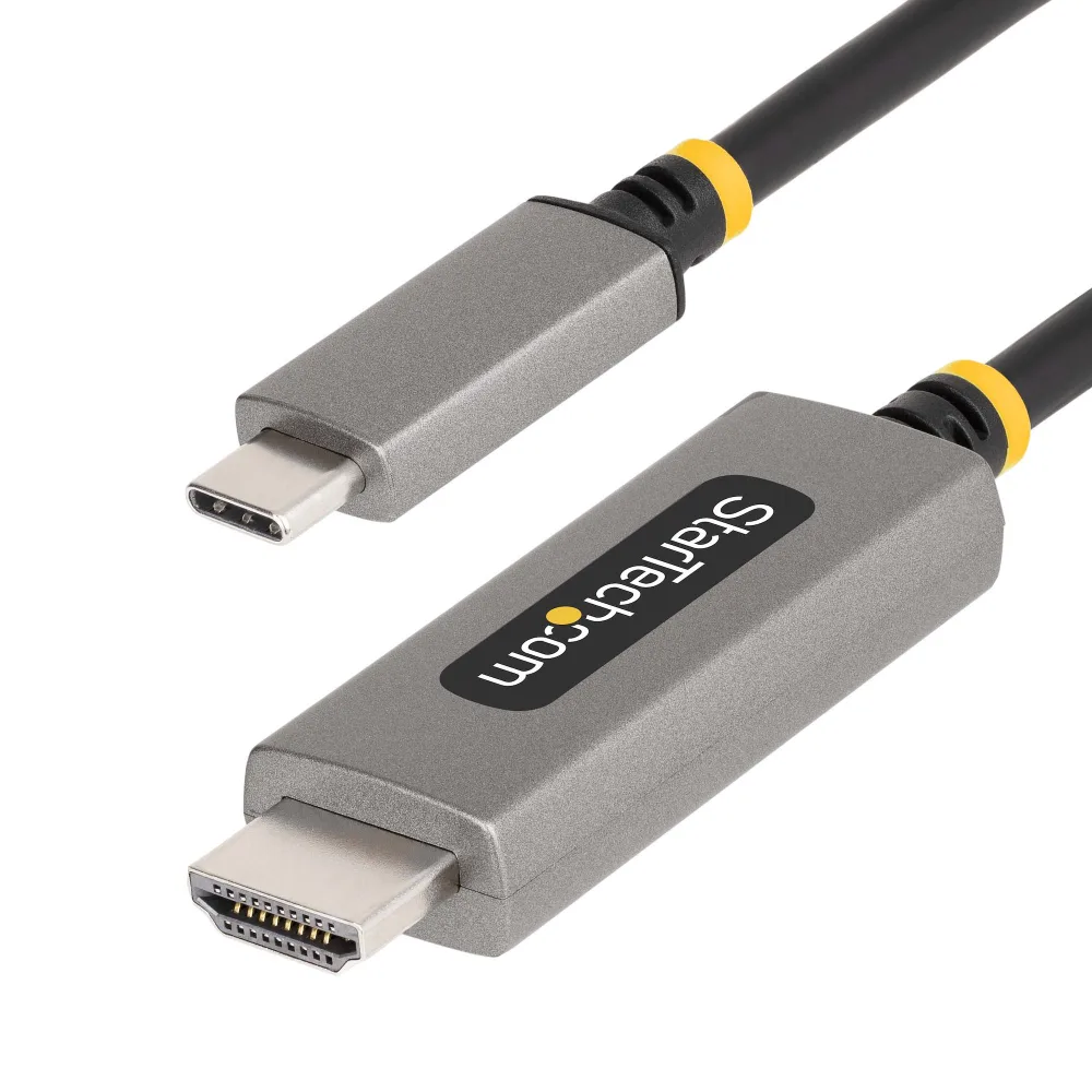 Startech 6ft (2m) USB-C to HDMI Adapter Cable, 8K 60Hz, 4K 144Hz, HDR10, USB Type-C to HDMI 2.1 Video Converter Cable, USB-C DP Alt Mode/USB4/Thunderbolt 3/4 Compatible - USB-C Laptop to HDMI Monitor (135B-USBC-HDMI212M) - Adapter cable - USB-C male to HDMI male - 2 m - space grey - 8K60Hz support, 4K144Hz support