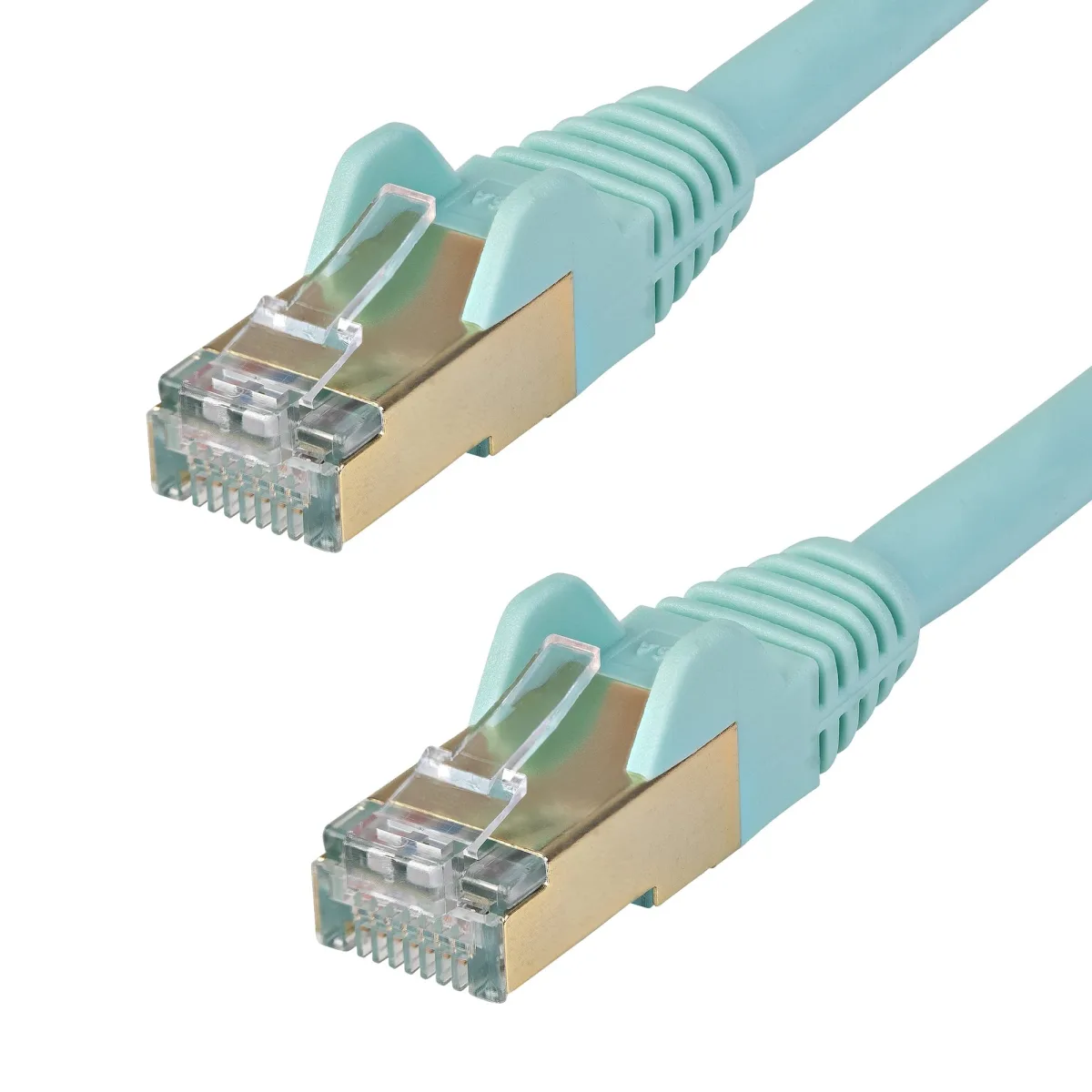 Startech 1m CAT6A Ethernet Cable, 10 Gigabit Shielded Snagless RJ45 100W PoE Patch Cord, CAT 6A 10GbE STP Network Cable w/Strain Relief, Aqua, UL Certified Wiring/TIA - Category 6A - 26AWG (6ASPAT1MAQ)