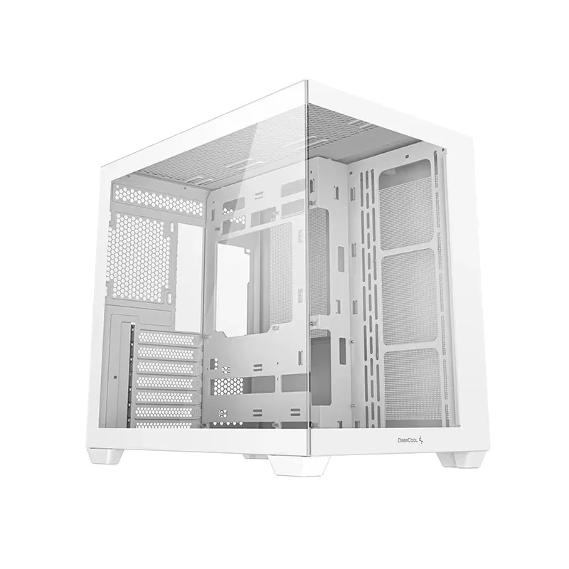 DeepCool CG530 Dual-Chamber Computer Case, Tempered Glass Panels, Advanced Cooling Support, Exceptional Cable Management, White