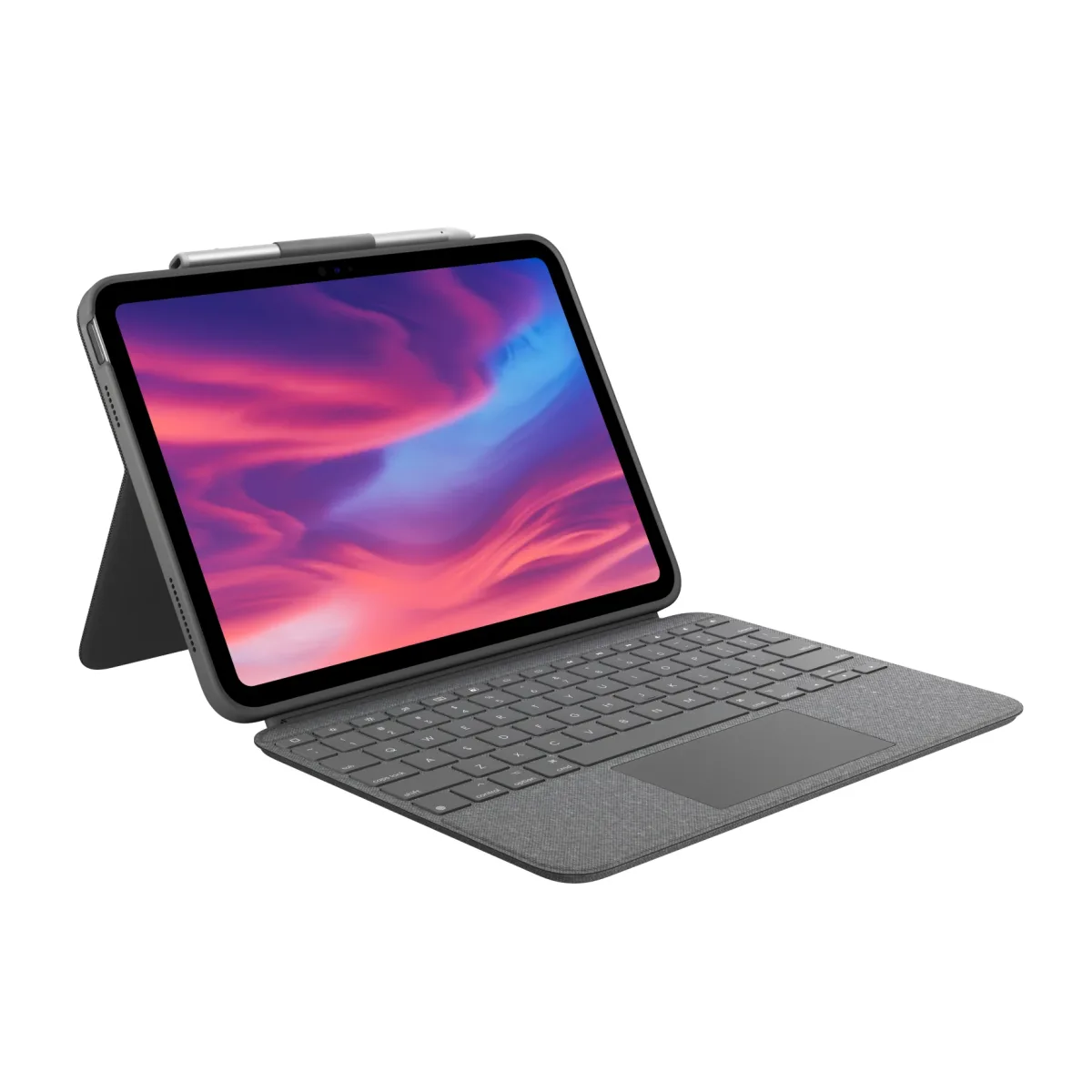 Logitech Combo Touch - Keyboard and folio case - with trackpad - backlit - Apple Smart connector - QWERTY - UK - oxford grey - for Apple 10.9-inch iPad (10th generation)