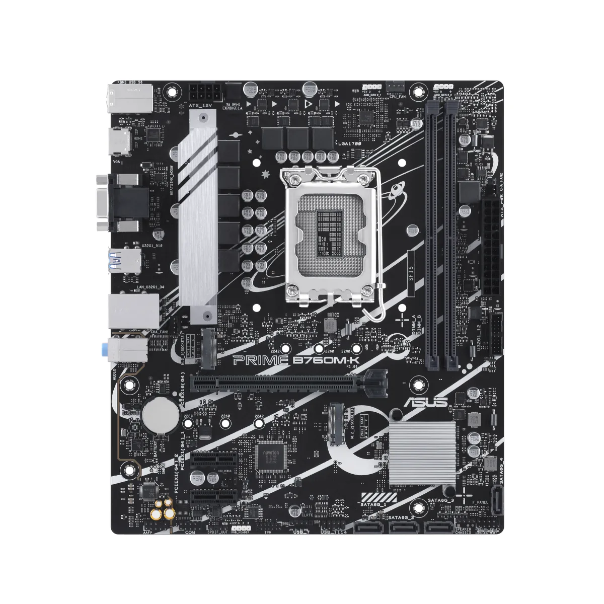 ASUS PRIME B760M-K - Motherboard - micro ATX - LGA1700 Socket - B760 Chipset - USB 3.2 Gen 1 - 2.5 Gigabit LAN - onboard graphics (CPU required) - HD Audio (8-channel)