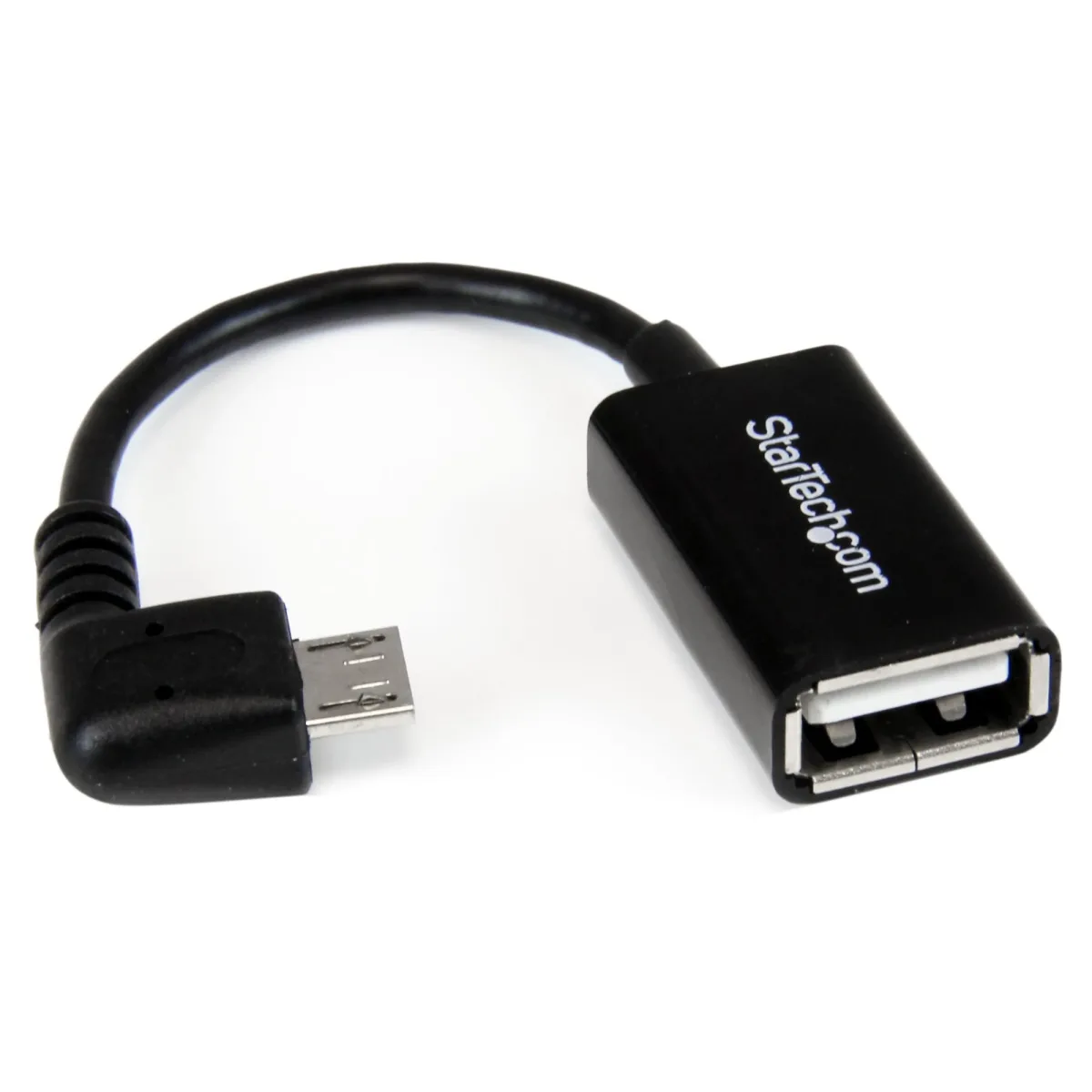 StarTech 5in Right Angle Micro USB to USB OTG Host Adapter M/F - Angled Micro USB Male to USB A Female On-The-Go Host Cable Adapter (UUSBOTGRA)