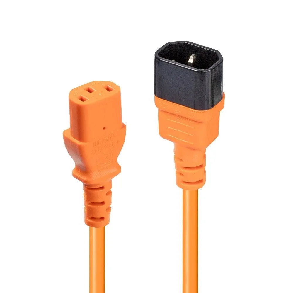Lindy 30475 2M Iec Extension Cable Iec C14 to Iec C13 Orange