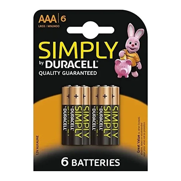 Duracell Simply Alkaline Pack of 6 AAA Batteries