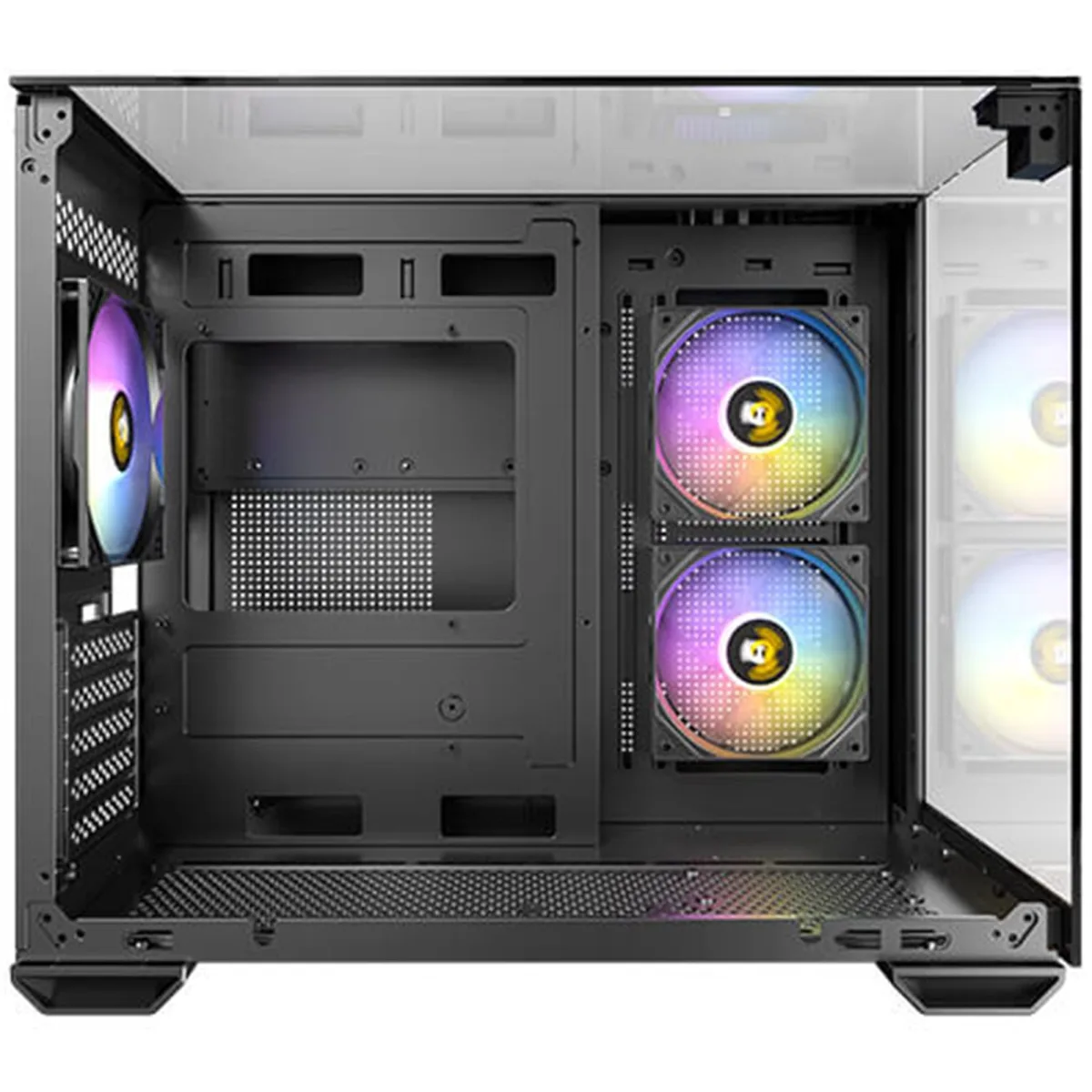Antec CX600M Trio Mini Tower Gaming Case, Tempered Glass Front, Top & Side Panels, Dual Chamber Design, 3 x Pre-Installed ARGB Fans, USB-C, USB 3.0 & USB 2.0, Micro-ATX/ITX, Black