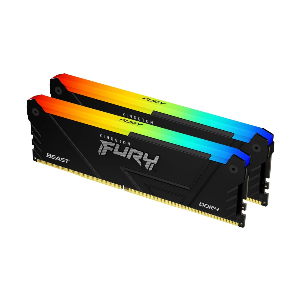 Kingston FURY Beast KF436C17BB2AK2/16 16GB (2x 8GB) DIMM System Memory, 3600MHz, DDR4, CL17, Black, RGB, Intel XMP