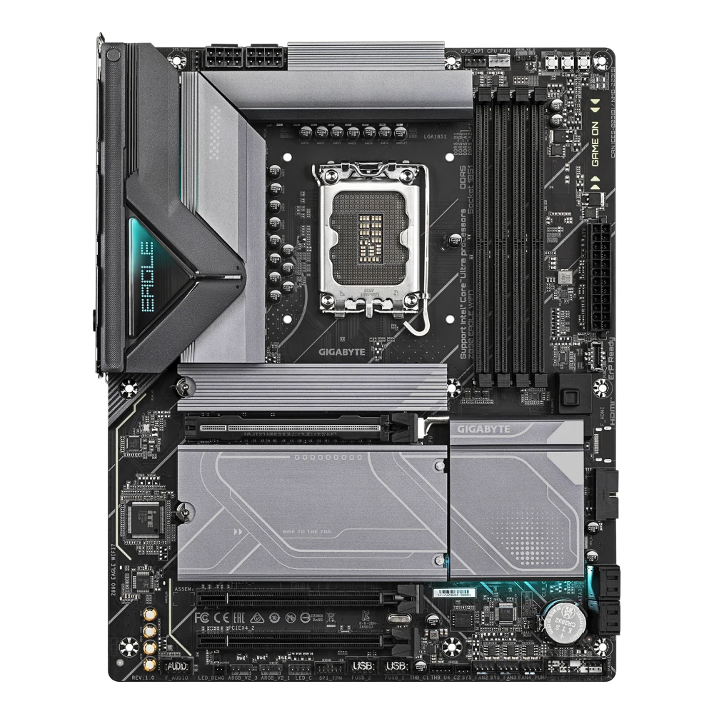 Gigabyte Z890 EAGLE WIFI7 Intel 1851 Socket Motherboard, ATX, 4x DDR5 Slots, 4x M.2 Sockets, Fitted I/O Shield, 2.5GbE LAN, Wi-Fi 7, 1x DisplayPort / 1x USB-C (USB4)