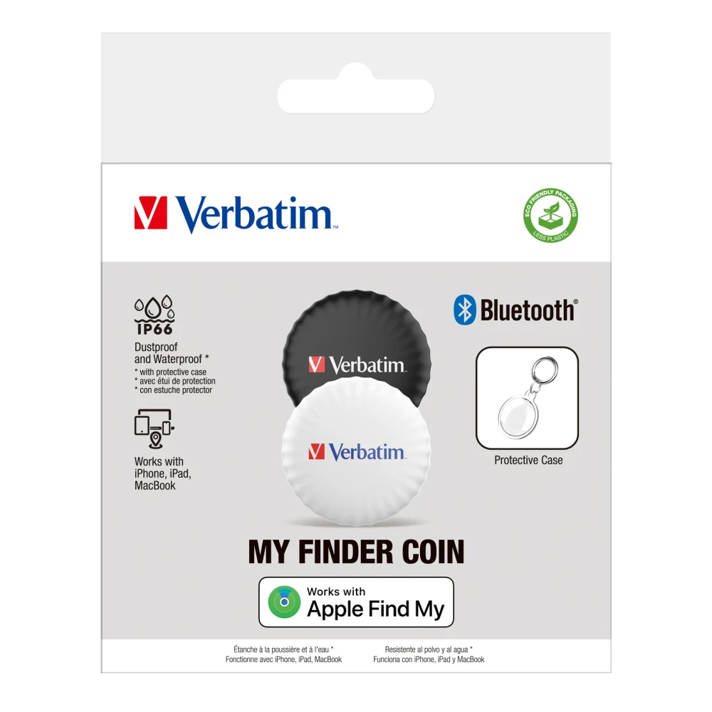 Verbatim (32134) MYFC-02BW My Finder Coin Bluetooth Item Finder 2 pack Black / White