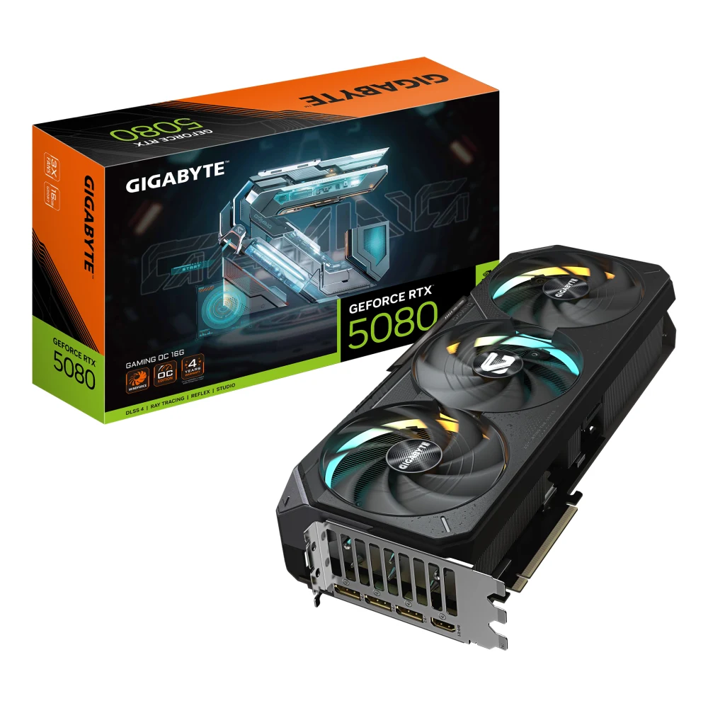 Gigabyte NVIDIA GeForce RTX 5080 GAMING OC 16GB GDDR7 Graphics Card, 10752 CUDA Cores, 2730 MHz Core Clock, Triple Fan, RGB, 3x DisplayPorts / 1x HDMI Port