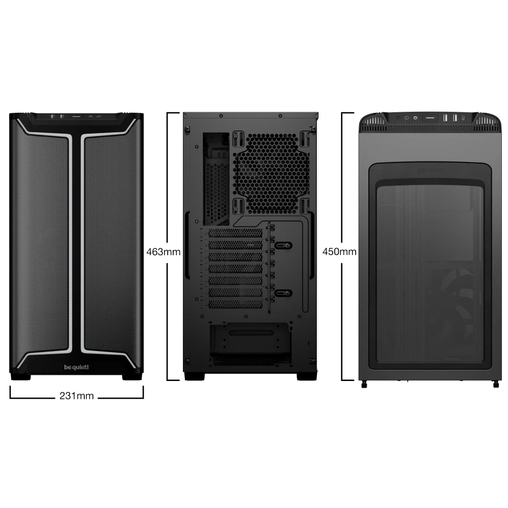be quiet! BGW50 Pure Base Pro 501 DX Full Tower Gaming Case, 1 x USB Type-C / 4 x USB 3.0, Tempered Glass Front Window Panel, 2 x Pure Wings Fans, Integrated ARGB Lighting, ATX / M-ATX / Mini-ITX Compatible