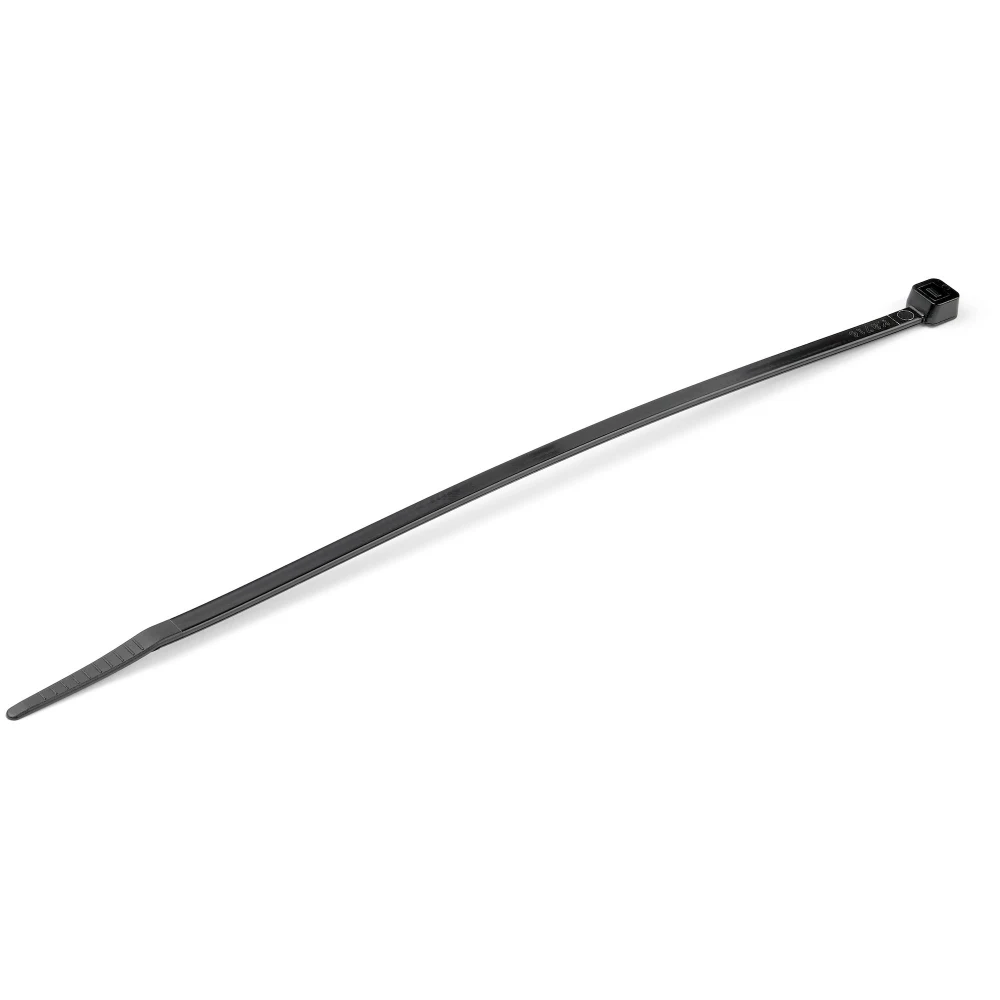 Startech 20cm(8") Cable Ties, 4mm(1/8") wide, 55mm(2-1/8") Bundle Diameter, 22kg(50lb) Tensile Strength, Nylon Self Locking Zip Ties with Curved Tip, 94V-2/UL Listed, 100 Pack, Black - Nylon 66 Plastic - TAA (CBMZT8B) - Cable tie - 20.32 cm - black - TAA