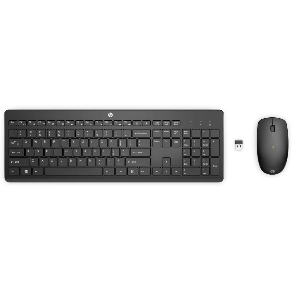 HP 235 - Keyboard and mouse set - 3-zone layout, low profile key travel - full size - wireless - 2.4 GHz - UK - black - Smart Buy