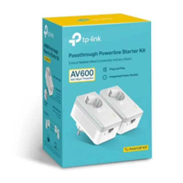 TP-Link TL-PA4010PKIT AV500+ Powerline Kit with AC Pass Through - Powerline adapter kit HomePlug AV (HPAV) - wall-pluggable (pack of 2)