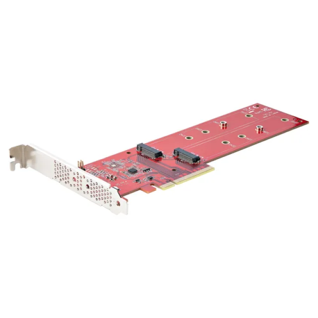 Startech Dual M.2 PCIe SSD Adapter Card, x8 / x16 Dual NVMe or AHCI M.2 SSD to PCI Express 4.0, Up to 7.8GBps/Drive, For 2242/2260/2280/22110mm PCIe M-Key M2 SSDs, Bifurcation Required - PC/Linux Compatible (DUAL-M2-PCIE-CARD-B) - Interface adapter - M.2